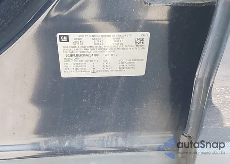 2015 Chevrolet Equinox 2Lt from USA, damaged, VIN 2GNFLGEKXF6294180